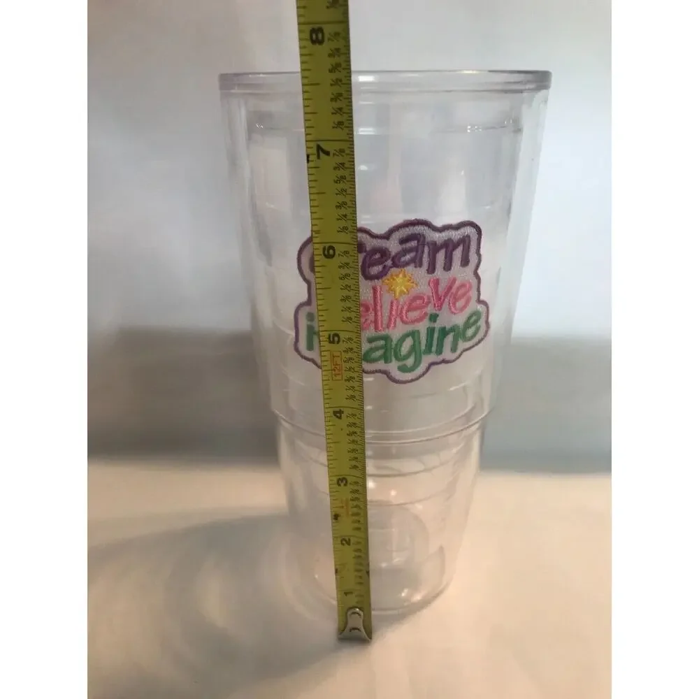 Tervis 24oz Tumbler w/Matching Purple Lid DREAM BELIEVE IMAGINE Emblem